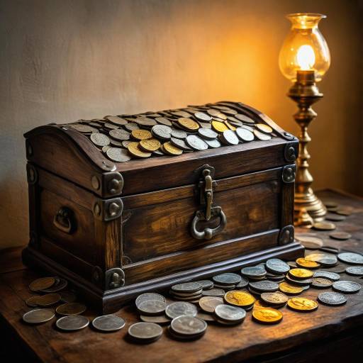 Ethereal Rustic Chest with Silver Coins Ethereal Rustic Chest with Silver Coins