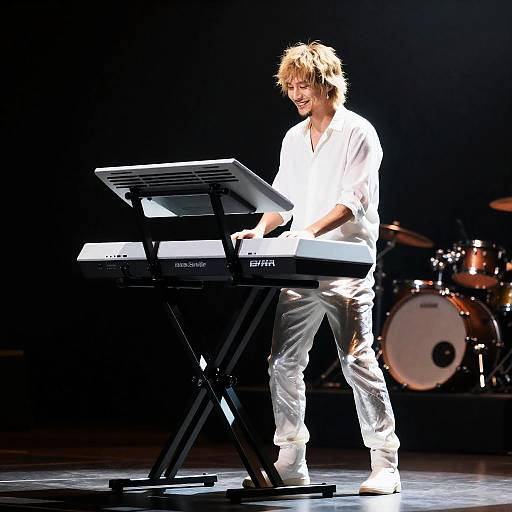 Futuristic Keyboard Performance on Stage