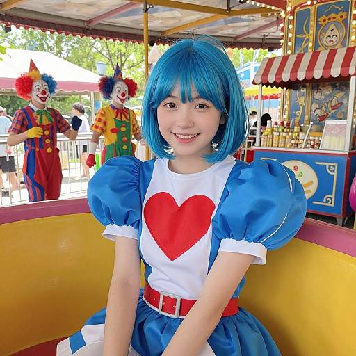 Cheerful Girl on Carnival Ride