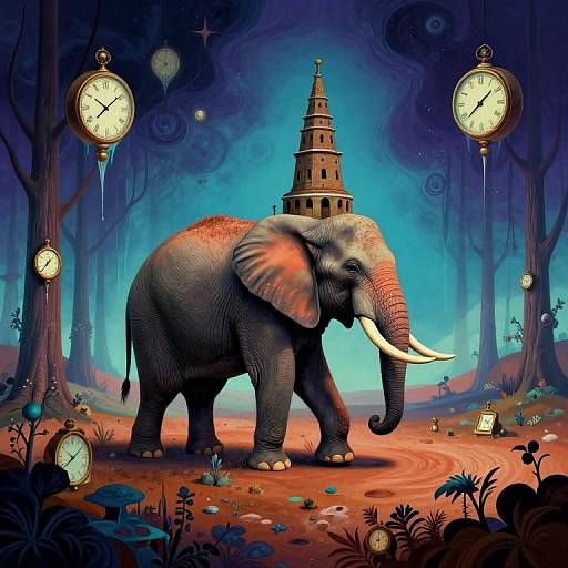 Surreal Elephant Tower Dreamscape