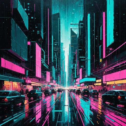Vibrant Futuristic City Nightscape Artwork Vibrant Futuristic City Nightscape Artwork