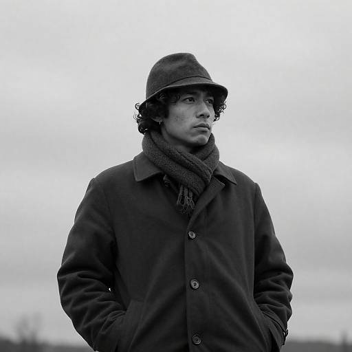 Moody Portrait of a Curly-Haired Man