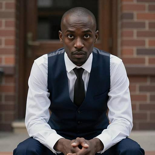 Intense Portrait of a Dark-Skinned Man