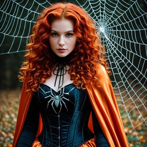 Red-Haired Woman in Halloween Spider Costume