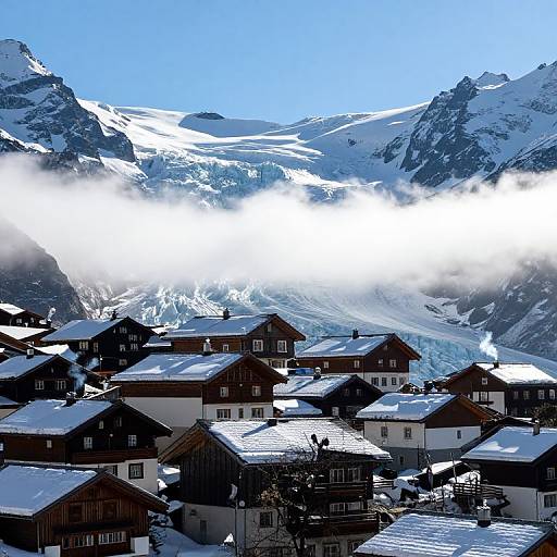 Alpine Village on Translucent Glacier