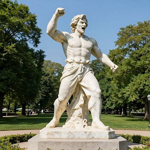 Mr Beast Marble Statue in Park
