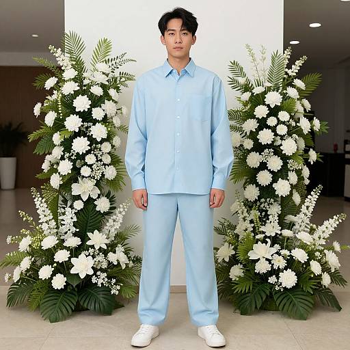 Man in Light Blue Shirt Outfit
