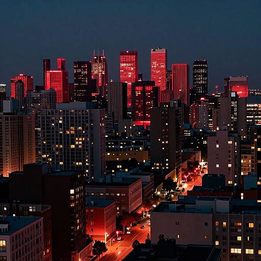 Run-Down Modern City with Red Lights
