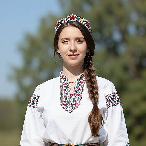 Romanian Folk Costume Portrait Outdoors