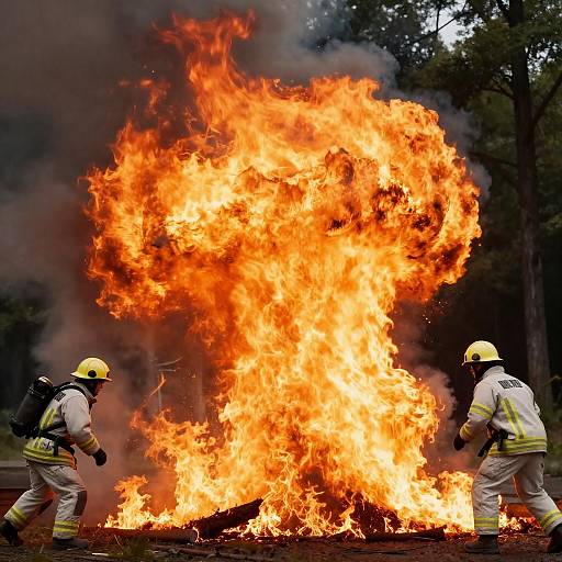 Firefighters Leaping from Massive Fireball