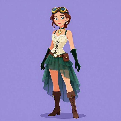 Steampunk Woman in Elegant Corset Outfit