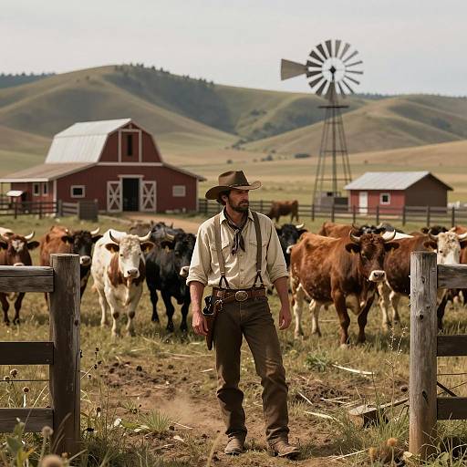 Cinematic Cowboy Cattle Drive Scene