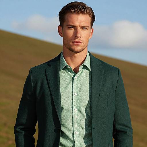 Confident Male Model in Natural Setting