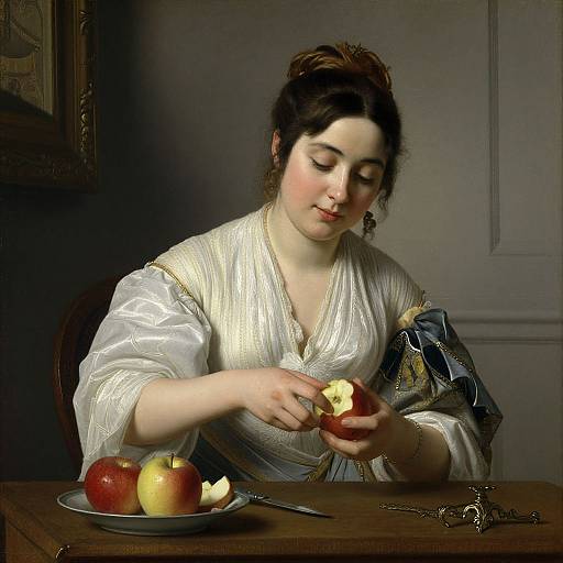 Gabriel Metsu Style Woman Peeling Apple