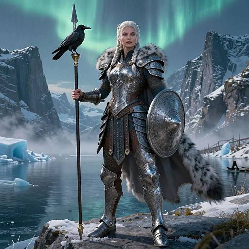 Epic Valkyrie Goddess in Majestic Landscape