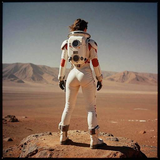Futuristic Female Astronaut on Mars