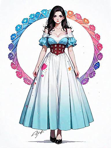 Romantic Full-Body Woman in Burgundy Gown