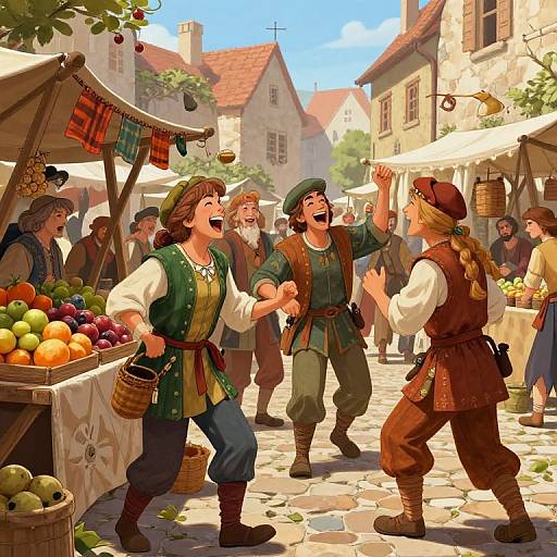 Lively Laughter in Medieval Market