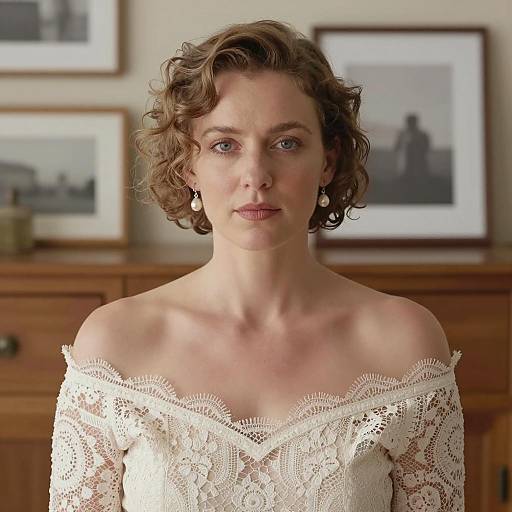 Elegant Woman in Lace Dress Portrait