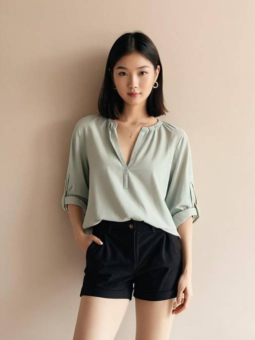 Young Woman in Casual Chic Outfit