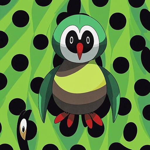 Illustration of Natu, pokemon in the style of Welt (kinsei koutenkyoku)