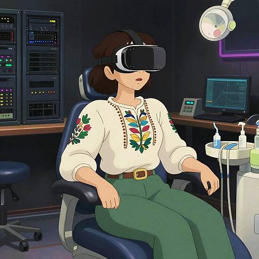 Ghibli-Style Bohemian Woman in VR