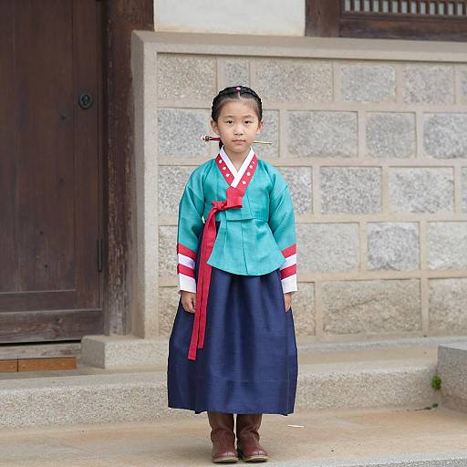 Photorealistic Portrait of Asian Girl in Hanbok