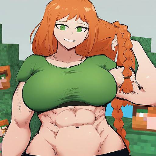 Illustration of Alex (minecraft), minecraft in the style of Valtor