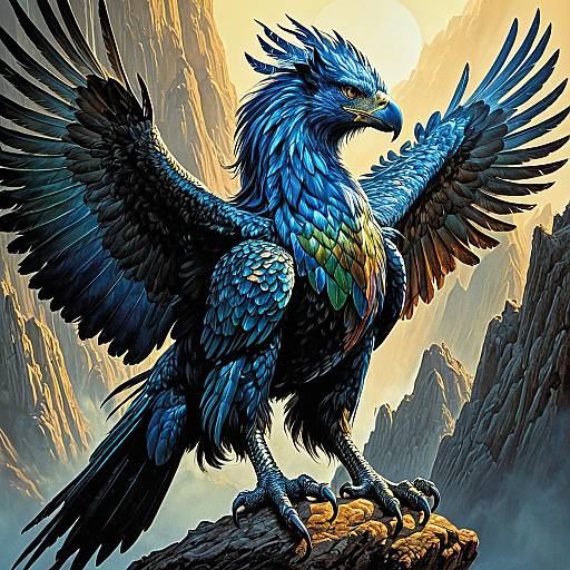 Hyper-Realistic Iridescent Griffin Illustration