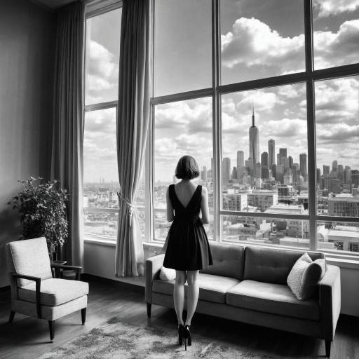 Woman Looking at New York City Skyline