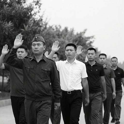 Marching Men in Black and White