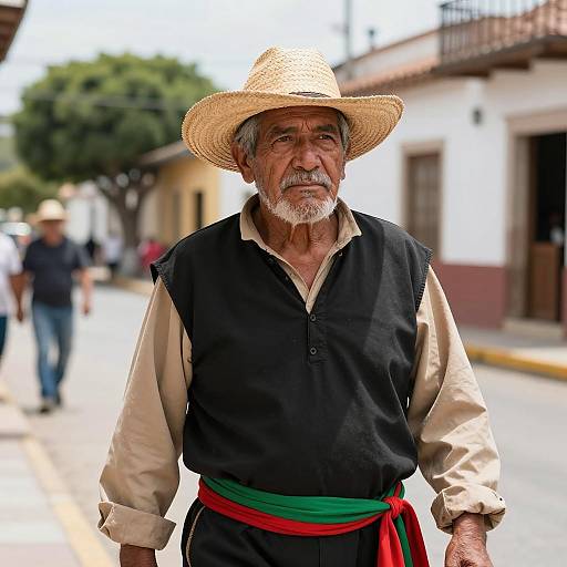 Elderly Man in Traditional Village Costume