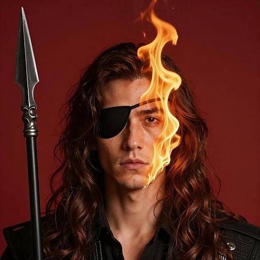 Serious Warrior with Fiery Face