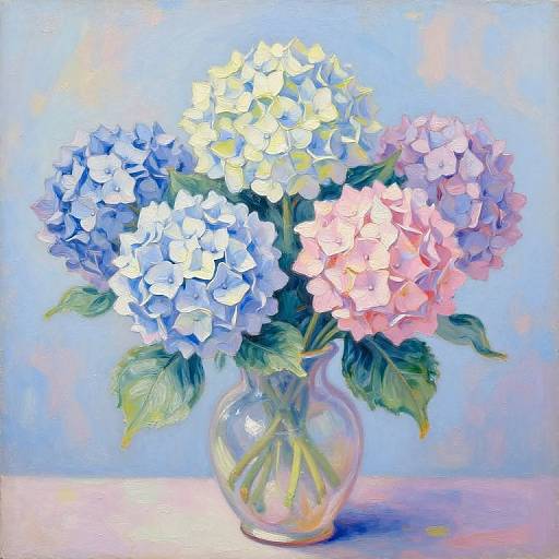Impressionist Pastel Hydrangea Vase