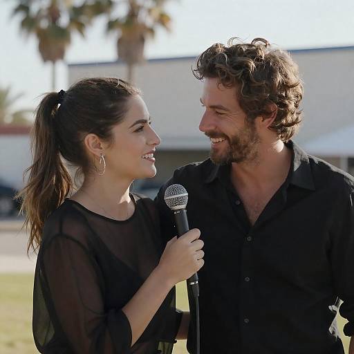 Smiling Couple Outdoor Interview