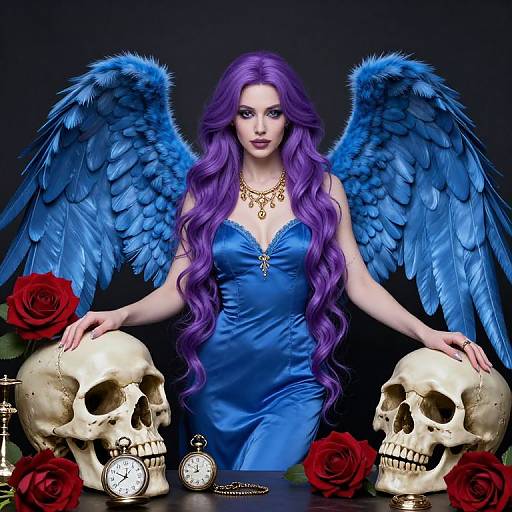 Angel with Blue Wings and Ornaments