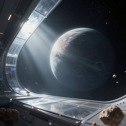 Dreamlike Space Station Orbiting Gas Giant