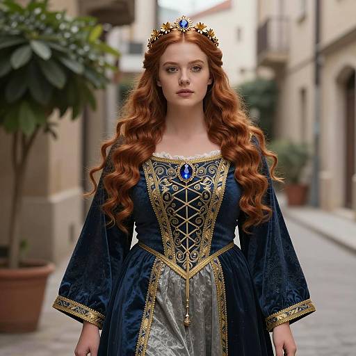 Regal Fantasy Fashion in Urban Alleyway