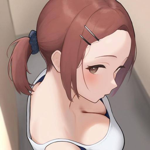 Anime Girl Looking Back in School Hallway