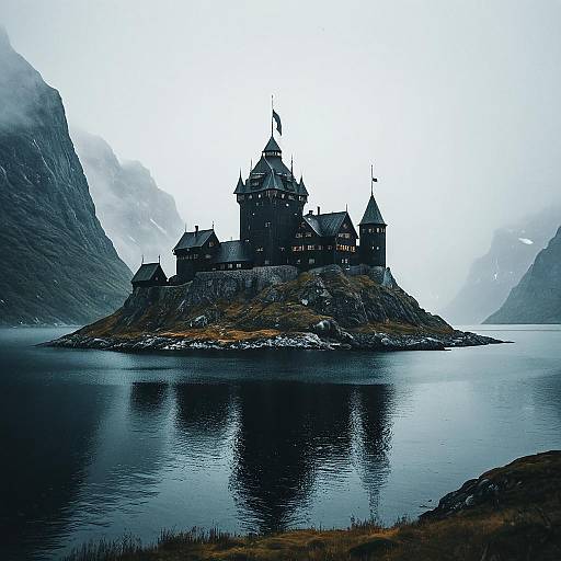 Dark Fairy Castle on Nordic Fjord Island