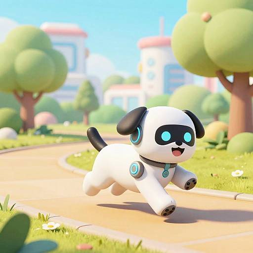 Cartoon Robot Dog Chasing Tail