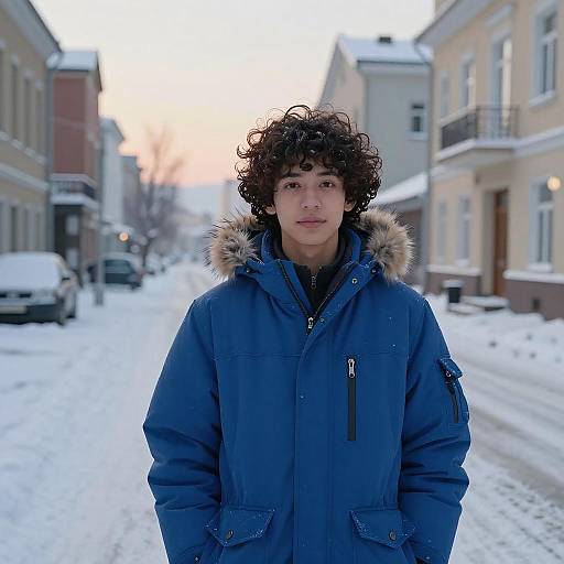 Winter Portrait in a Snowy Urban Setting
