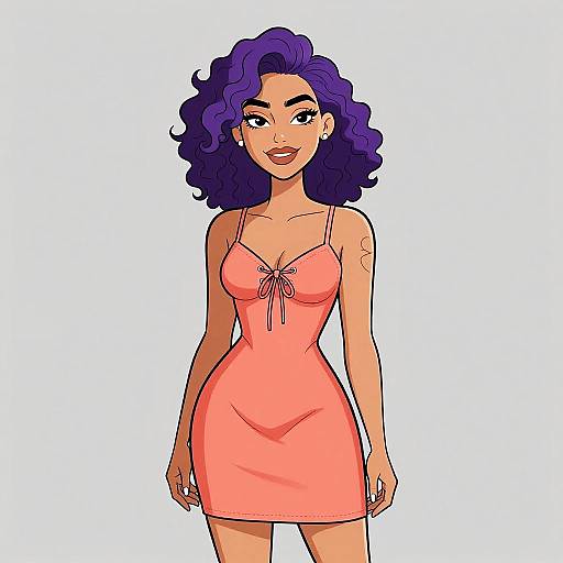 Smiling Woman in Coral Mini Dress