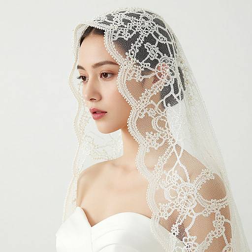 Elegant Bridal Portrait with Beaded Juliet Veil