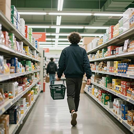 Running Through a Green-Lit Supermarket