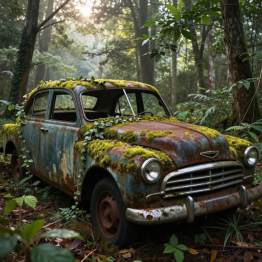 Vintage Desoto Car in Overgrown Forest