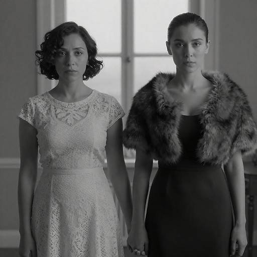 Elegant Contrast: Two Women in Monochrome