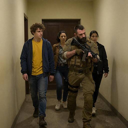 Tactical Team in Grimy Hallway