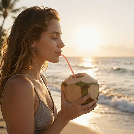 Serene Tropical Moment with Coconut Water