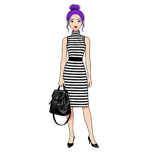 Minimalist Chic Woman in Striped Dress